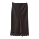 Tidalyf 2025 Women Two Piece Skirt Set Off Shoulder Lace Trim Cami Top with Split Hem Midi Skirt Sexy Elegant Outfit