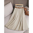Elegant Fashion Skirts For Women 2026 New Spring Autumn Patchwork Pleated A-Line Mid-length Skirts Commuting Office Lady Skirt