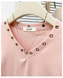Women's V-Neck Rivet Detail Ruched Short Sleeve T-shirt Casual Slim Fit Crop Top