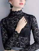 Elegant Women's Long Sleeve Lace Base Shirt T-shirt Sophisticated Feminine Design Comfortable Underwear Top