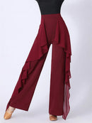 Dance Wide Leg Pants Women's High Waist Pants Lotus Leaf Side Wild Dangling Feel Training Pants 2022 New Dance Female pants