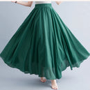 Boho Cotton Linen Beach Long Skirt Women Vintage Casual Solid A-line High Waist Dance Floor-Length Maxi Skirt Spring Summer New