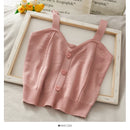 Heliar Women Knitted Crop Tops Y2K Cute Button Up V-Neck Sleeveless Straps Tops Sexy Crop Tops For Women 2025 Summer