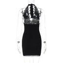 Vestido Curto Feminino com Renda Patchwork e Amarrão - Sexy Costas Abertas Quadril Marcado Festa 2026