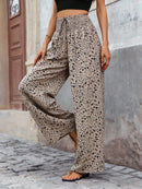 Women's Wide Leg Pants Boho Ditsy Floral Pants Elastic High Waist Loose Spring Summer Beach Vacation Casual Fashion Trousers