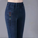 Oversize High Waist Stretch Jeans Black Autumn Women Slim Skinny Trousers Fashion Embroidery Female Winter Casual Denim Pants