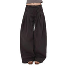 Women High Waist Wide Leg Pants 2025 Autumn Retro Cargo Wide Leg Pants Women's Curved Straight Floor Length Loose Casual Trouser