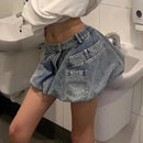 American Vintage Denim Skirt Women Street Sexy Bud Mini Skirt High Waisted Harajuku Y2K Puff Casual Preppy Style Chic Skirt