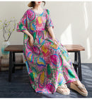 Boho Long Skirt Cotton Linen ort Sve round Ne fiti Flower plus Size Women Casual Summer Dr A-Line Skirt