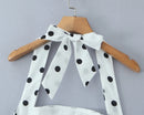 Vestido Feminino Branco com Poa e Halter - Sexy Costas Abertas Amarrão Evasê Elegante Festa Verão