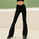 High Waist Pleated Wide Leg Pants for Women Autumn Cross Sexy Peach Hip Micro Flared Yoga Breathable Outdoor Fitness Trousers