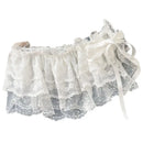 Lace Mini Skirts Women Elegant Sweet Lolita Short Skirts High Waist Y2k Streetwear Ruffle Skirts Lace Trim Butt Curtain Skirt
