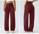 Yoga wide leg pants for women high waisted loose straight leg pants casual sports yoga pants women's outerwear