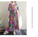 Boho Long Skirt Cotton Linen ort Sve round Ne fiti Flower plus Size Women Casual Summer Dr A-Line Skirt