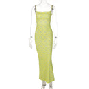 Vestido Longo Feminino Elegante com Alças Finas e Costas Abertas - Festa Y2K