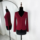 Casual Knitwear Lace V-Neck Cardigan Women Slim Solid Long Sleeves Commuting Cropped New Outwear Women's Knit Cardigan Top 2026