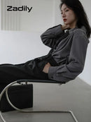 Women's Oversized Long Sleeve Blouse 2026 Summer New Arrival Tie Neck Shirt Loose Fit Office Elegant Fashion