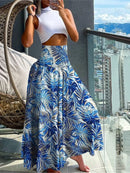 Women's Fashion Floral Print Skirt Casual High Waist Loose Long Skirts For Women Boho Holiday Beach Party Womens Clothing Summer