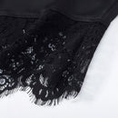 Lace Patchwork Women Blouse Long Sleeve O-neck Solid Belt Female Casual Tops Asymmetric Hem Elegant Office Ladies Streetwear