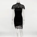 Vestido Feminino Sexy com Renda See Through e Tomara que Caia - Festa Clube Noite