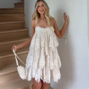 Vestido Mini Feminino Branco com Renda e Ombro Frio - Boho Casual Praia Verão