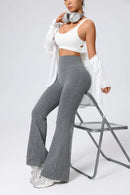 Seamless High-Waisted Flare Pants Autumn Winter Women Trousers Yoga Clothes Stretchy GYM Flare Leg Tummy Control Slim-Fit Pants