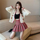 New Women Spring Autumn Knitted Cardigan Sweater V-neck Cropped Short Tops Korean Retro Outerwear Long Sleeve Sweaters Tops