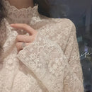 Blouse Women Women's Lace Shirt Autumn Long Sleeve Turtleneck Mesh Top Blusas Ropa De Mujer
