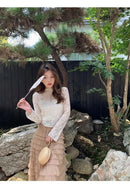 Elegant Multi-Layered Tulle Skirt Long Dress Women's Autumn Winter High Waist Cake Skirt Style Slimming Elegant Midi Skirt