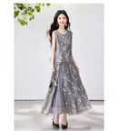VIMLY Chinese Style Floral Print Skirt Set Women 2026 Summer Outfit Sleeveless Top Maxi Skirt Lady Two Piece Clothing Set A6121
