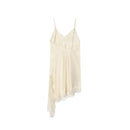 Vestido Mini Feminino Preto de Cetim com Renda e Alças - Sexy Costas Abertas Assimétrico Festa Noite