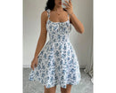 Vestido Curto Feminino Floral com Alças Finas - Sundress Praia Verão 2025