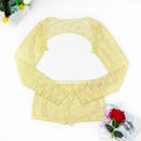 Women's Lace Hollow out Skirt Set Crop Top with Flare Sleeves See through Mini Skirts Summer 2025 Party Sexy Hip Package Outfit