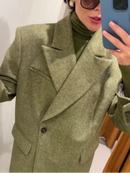 Women's Casual Versatile Office Formal Outfits Trendy Elegant Soft Shoulder Pad Blazer All Season Simple Commuter Straight Pants