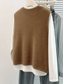 V-neck Knitted Vest Vest Vest for Women in Spring Autumn and Winter 2025 New Fashionable Horse Clip Cardigan Versatile Sweater