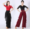 Dance Wide Leg Pants Women's High Waist Pants Lotus Leaf Side Wild Dangling Feel Training Pants 2022 New Dance Female pants