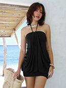 Vestido Mini Halter Franzido com Costas Abertas - Festa e Balada Y2K