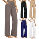 Elegant Women Pants Wide Leg High Rise Work Trousers with Side Pockets Pure Color Summer Pants Casual Business Office Wear