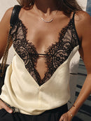 Lace Blouse Shirt Women Tops Summer High Quality Spaghetti Strap Blouse Shirt Elegant Simple Lady Basic Solid Sleeveless Blusa