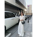 Elegant Lace Trim Blouse Women Spring Autumn Single Button Pure Desire Long Sleeve Top