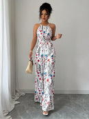 Macacão Feminino Floral com Laço na Cintura - Casual Elegante Ao Ar Livre
