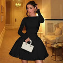 Vestido Mini Feminino com Renda Patchwork e Cintura Franzida - Linha A Costas Abertas Sexy Festa Balada Outono Inverno