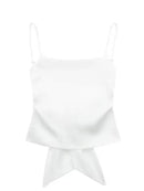 HH Womens Satin Spaghetti Strap Cami Top Tie Back Square Neck Camisole Elegant Summer Casual Party Streetwear Crop Top