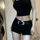 European Style Denim Shorts for Women Low-waisted Ins Summer Hip-covering Sexy Hot Girls Solid All-match Streetwear Casual Y2k