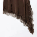 Vestido Feminino Elegante de Cetim com Renda Assimétrica - Sexy Festa Noite