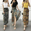 Summer Beach Floral Skirt for Women Cotton High Waist Wrap Maxi Skirt Long with Side Slit & Tie Detail Boho Style Design