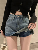 Saia Jeans Feminina Mini com Cintura Alta Slim - Coreana Cute Verão
