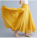 Boho Cotton Linen Beach Long Skirt Women Vintage Casual Solid A-line High Waist Dance Floor-Length Maxi Skirt Spring Summer New