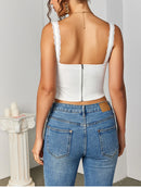 NewAsia Women's Sleeveless Spaghetti Strap Lace Crop Corset Top Backless Double Layer Fashion Casual Party Cami Bustier Tops