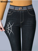 High Waist Skinny Denim Pants Mom Pencil Jeans Women Casual Streetwear Big Size 36 Retro Stretch Vaqueros Korean Jeansy Pantalon